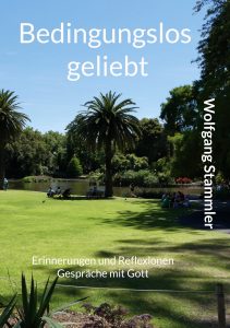 Gartenpark mit Palmen, Grünflächen und Menschen beim Entspannen, im Hintergrund ein See, ideal für Meditation, Naturerfahrungen und spirituelle Gespräche, passend für christliche und spirituelle Literatur.