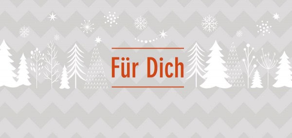 Stimmungsvolles Weihnachtsdesign mit Winterlandschaft, Schneeflocken und Tannenbäumen, ideal für Advents- und Weihnachtsverpackungen.