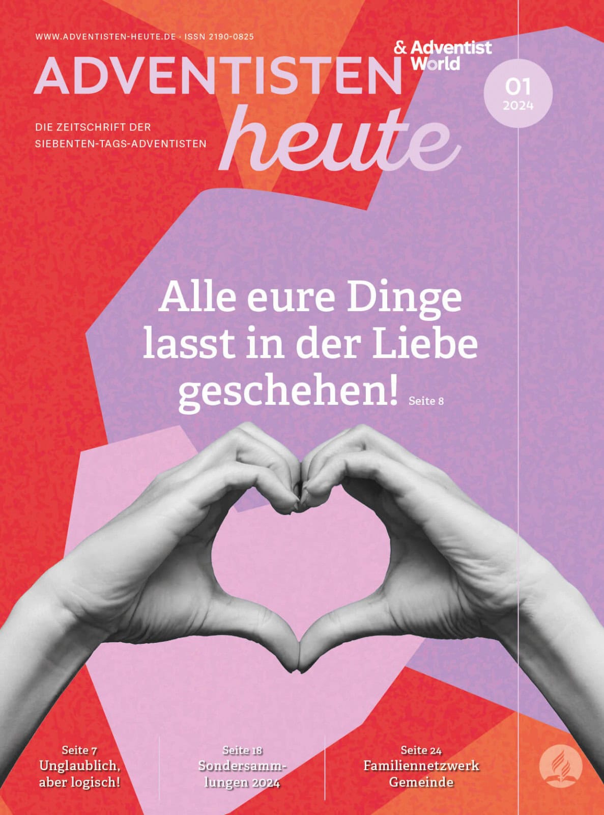 Freundschaftliche Hände formen ein Herz auf grellem rosa und rot Hintergrund, symbolisieren Liebe und Zusammenhalt im Advent, passend für die christliche Weihnachtszeit und Familienaktivitäten.