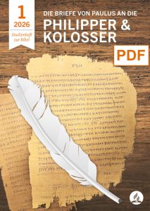 1. Alt-Text: Studienheft zur Bibel 2026 mit Briefen von Paulus an Philippus & Kolosser, PDF, advent-verlag.de.