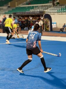 Advocate Sonali Sardana competing in the Delhi High Court Bar Association Hockey Tournament.