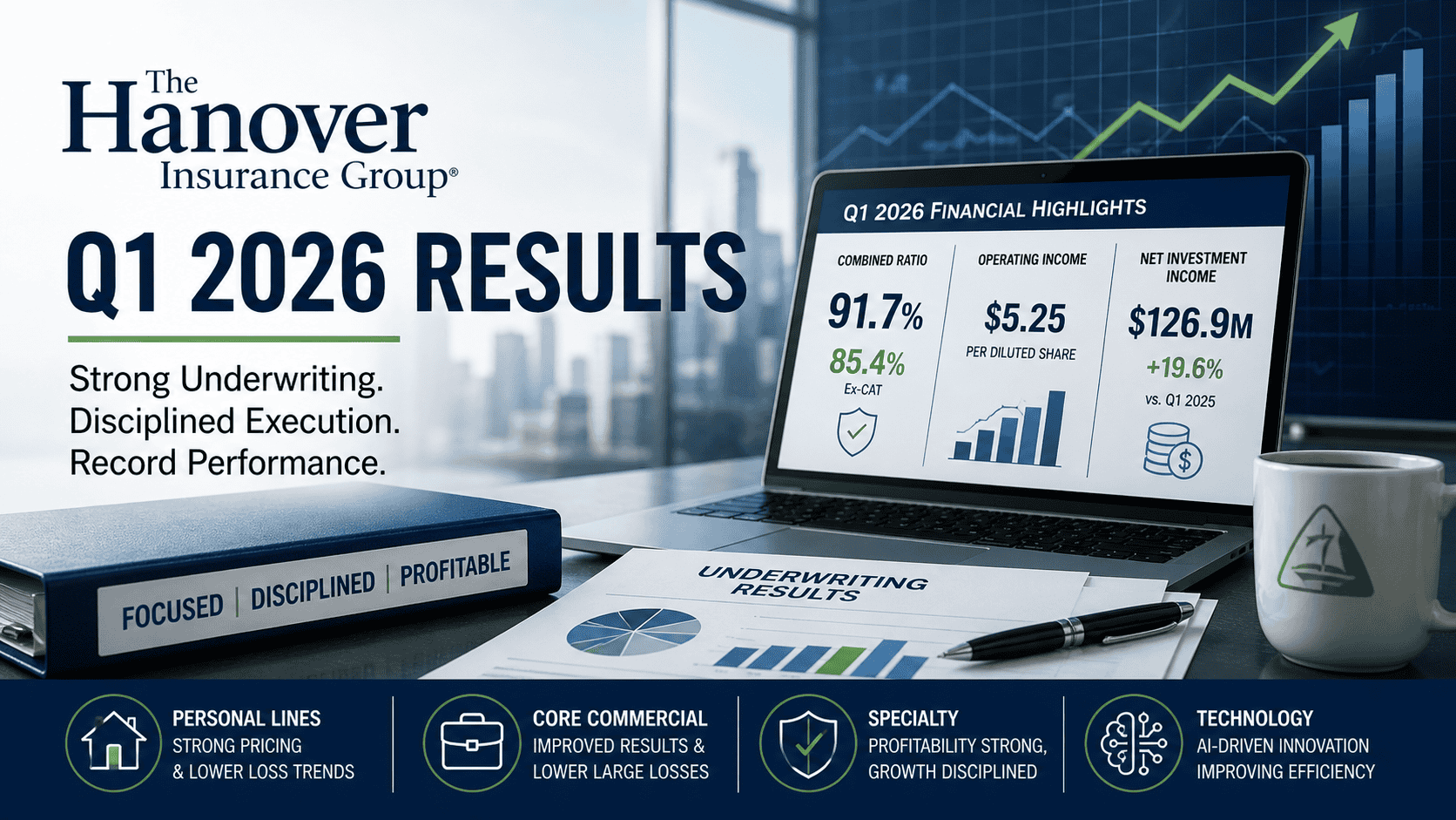 Hanover Insurance Q1 2026 results showing improved underwriting, combined ratios, and profitability across P&C segments