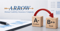 Arrow Mutual Liability Insurance Company rating downgrade illustration showing AM Best downgrade concept