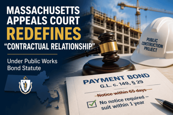 Massachusetts Appeals Court decision expanding third party beneficiary rights under Section 29 payment bond law