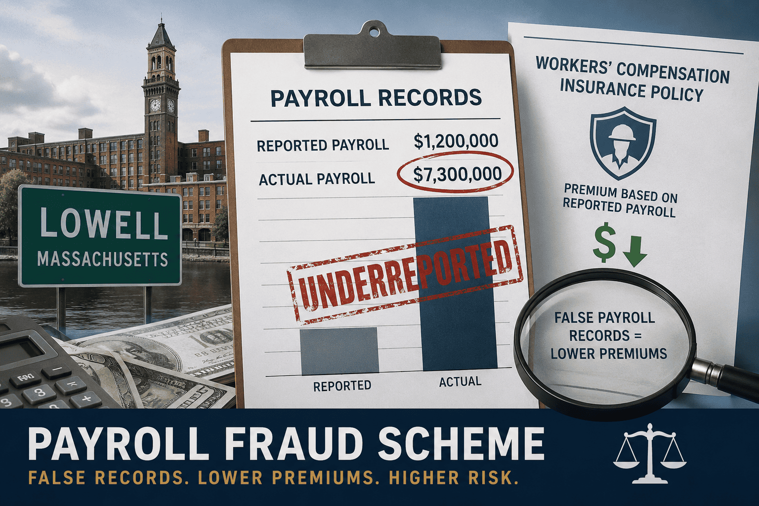 Federal prosecutors said a Lowell staffing agency owner concealed payroll and obtained workers' compensation coverage using false records.