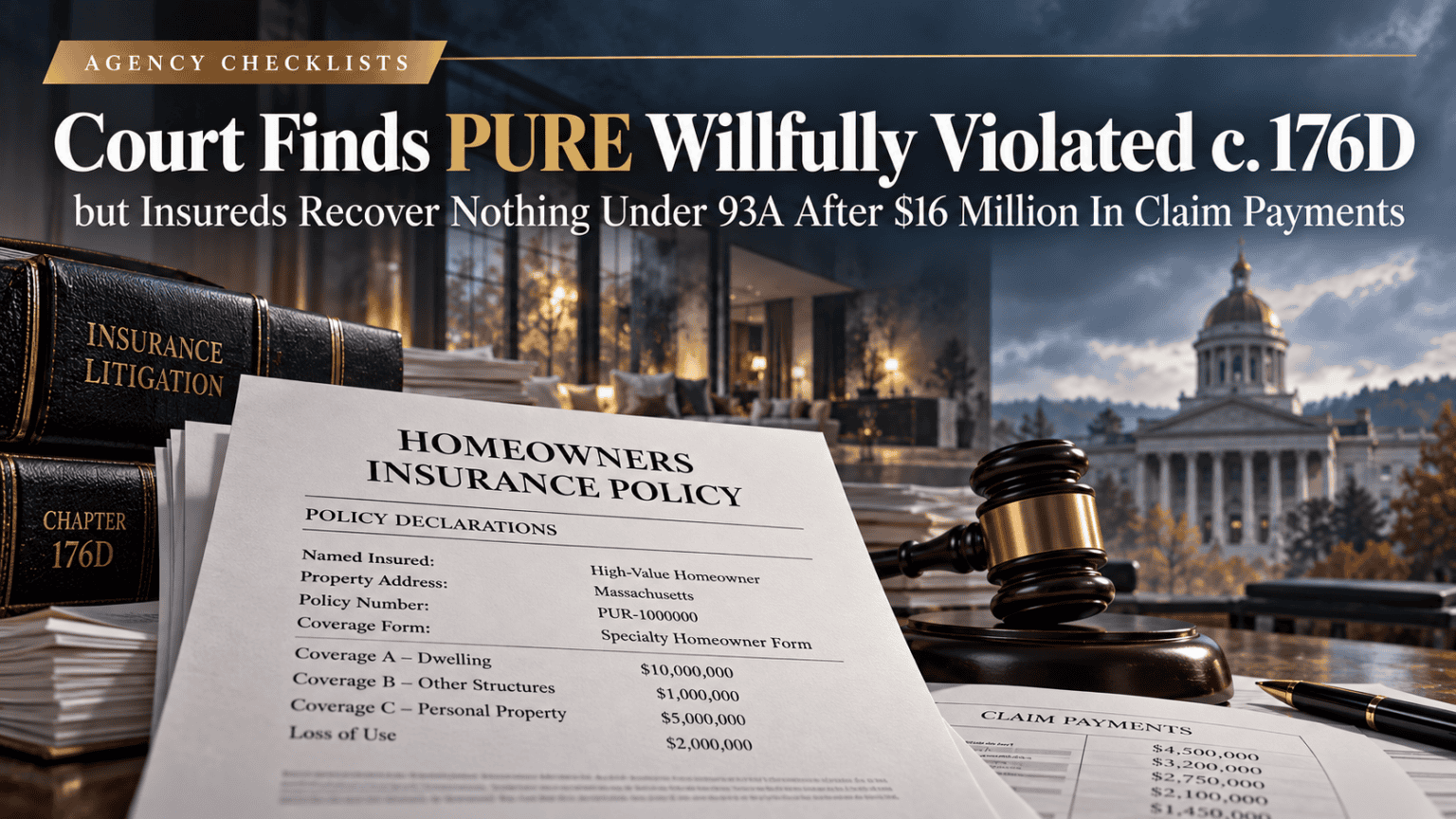 PURE Violated M.G.L. 176D; Insureds Recover Nothing Under 93A