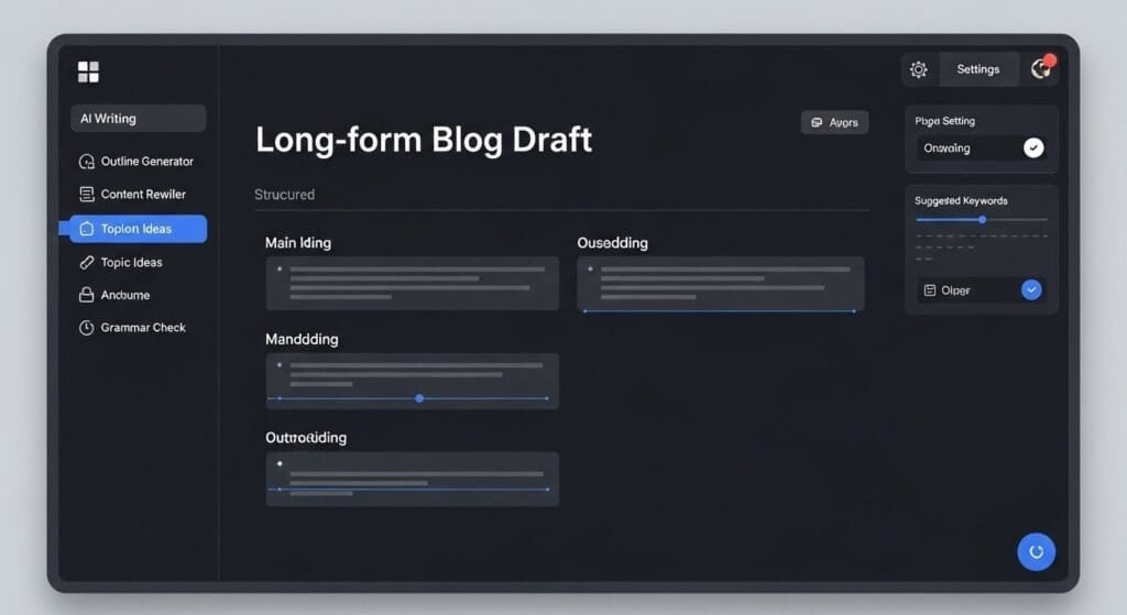 Jasper AI long-form blog writing interface