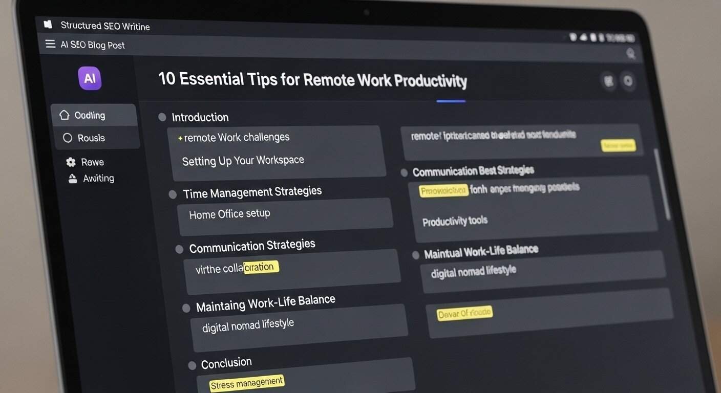 AI tools for SEO writing generating a structured blog post outline and headings for SEO content creation