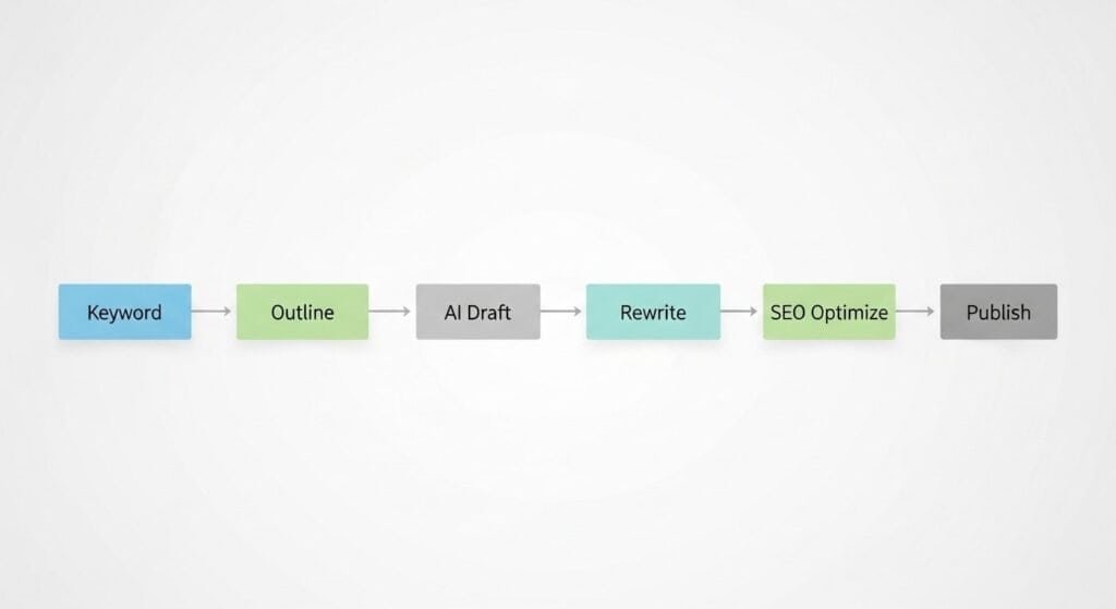 SEO workflow using AI writing tools for keyword research, drafting, and optimization