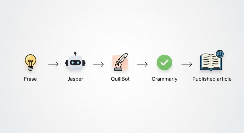Hybrid workflow combining AI writing vs human writing SEO processes