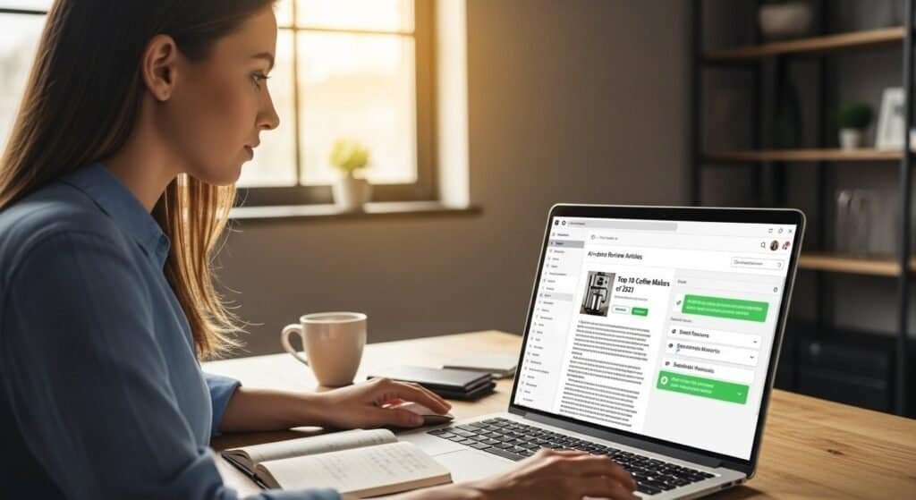 Updating affiliate review articles efficiently using AI-assisted drafting and human verification
