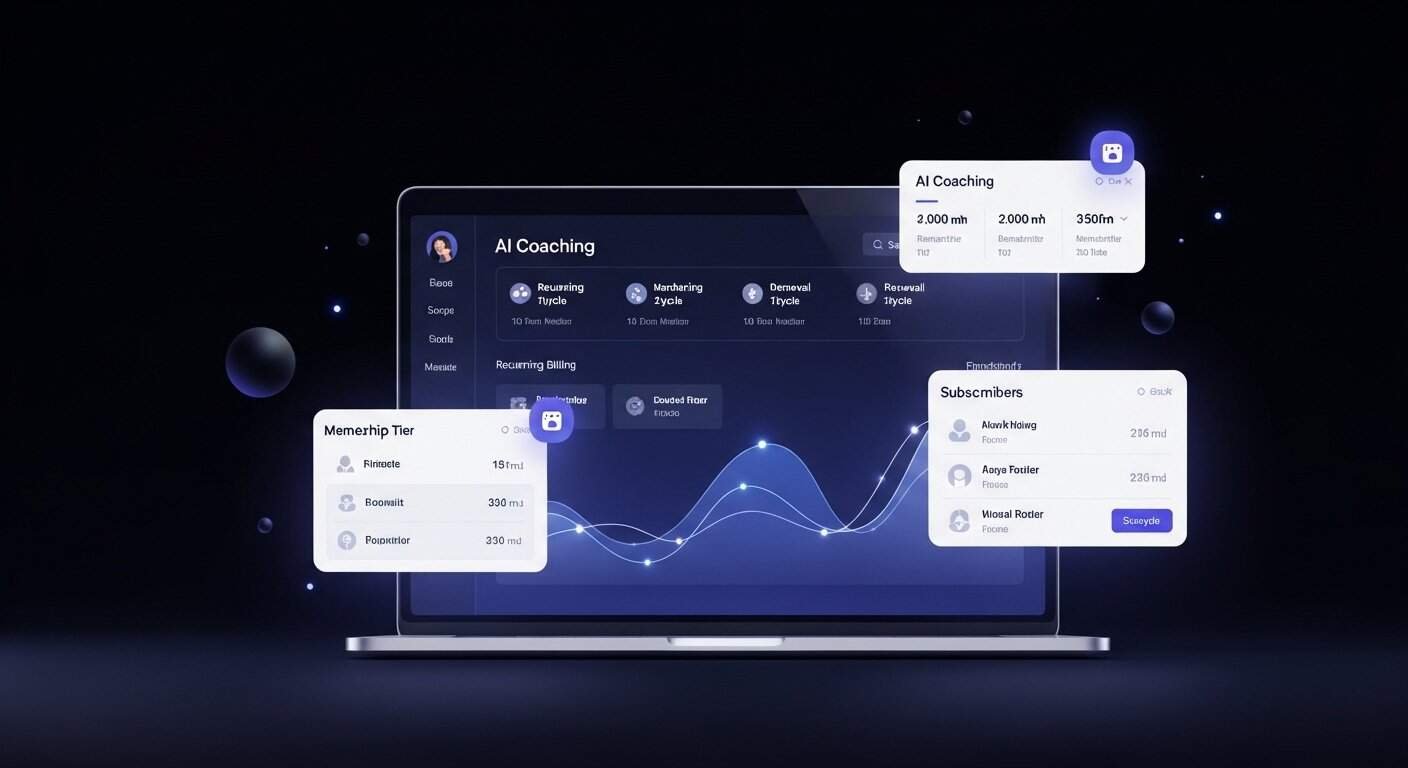 AI coaching subscription management software dashboard showing recurring billing and membership tiers