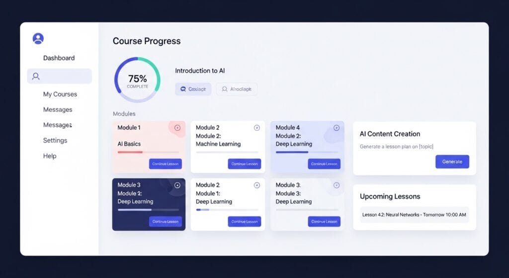 AI course creation tools for coaches digital learning platform dashboard