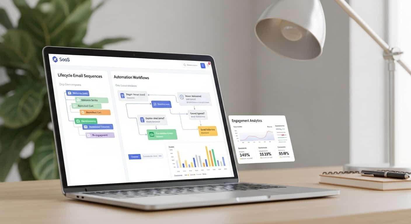 ai email nurture automation for coaches dashboard showing lifecycle email sequences and automation workflows