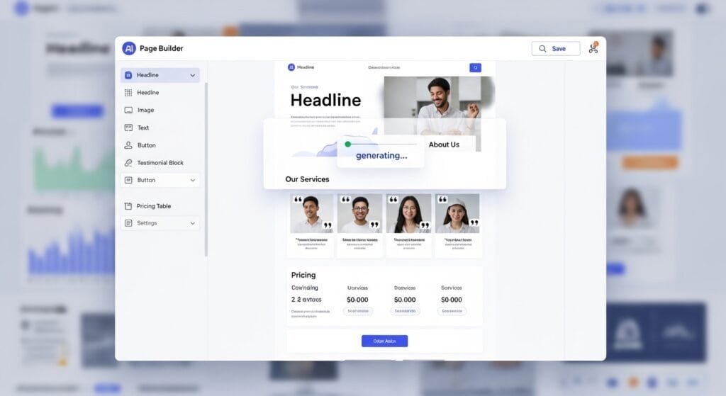 AI sales page template builder for consultants creating consulting service sales page layout
