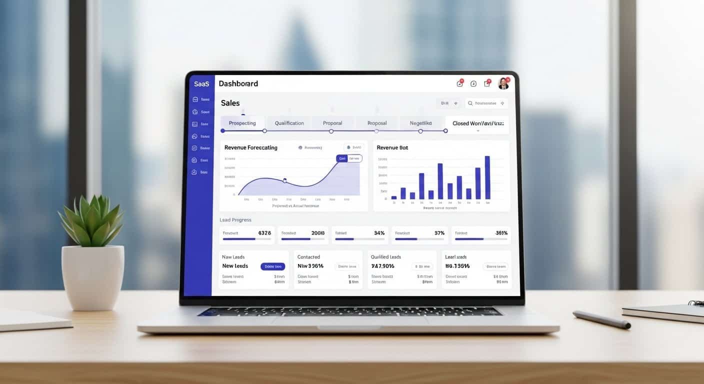 AI sales pipeline tracking software for consultants dashboard showing deal stages and revenue forecasting