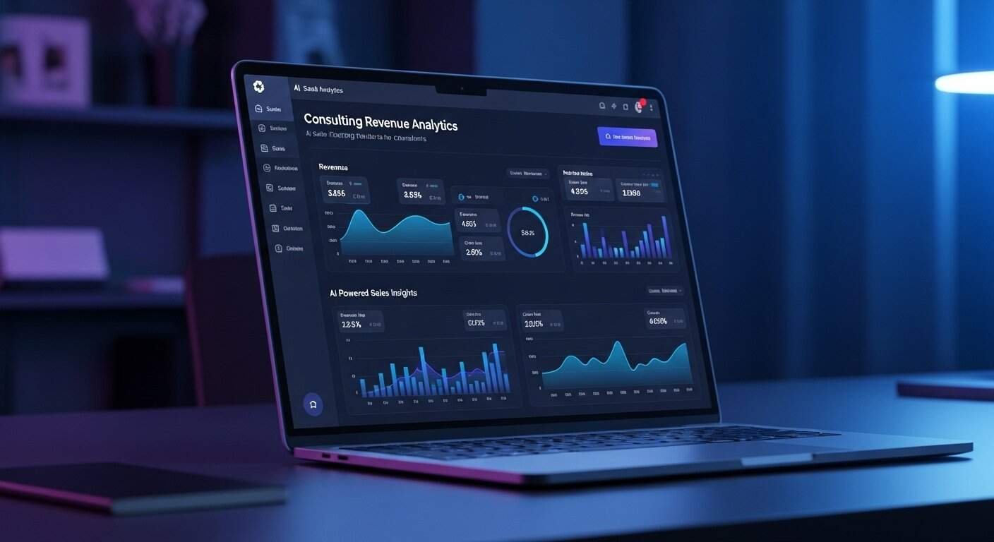 AI sales tracking tools for consultants showing revenue performance and deal metrics dashboard