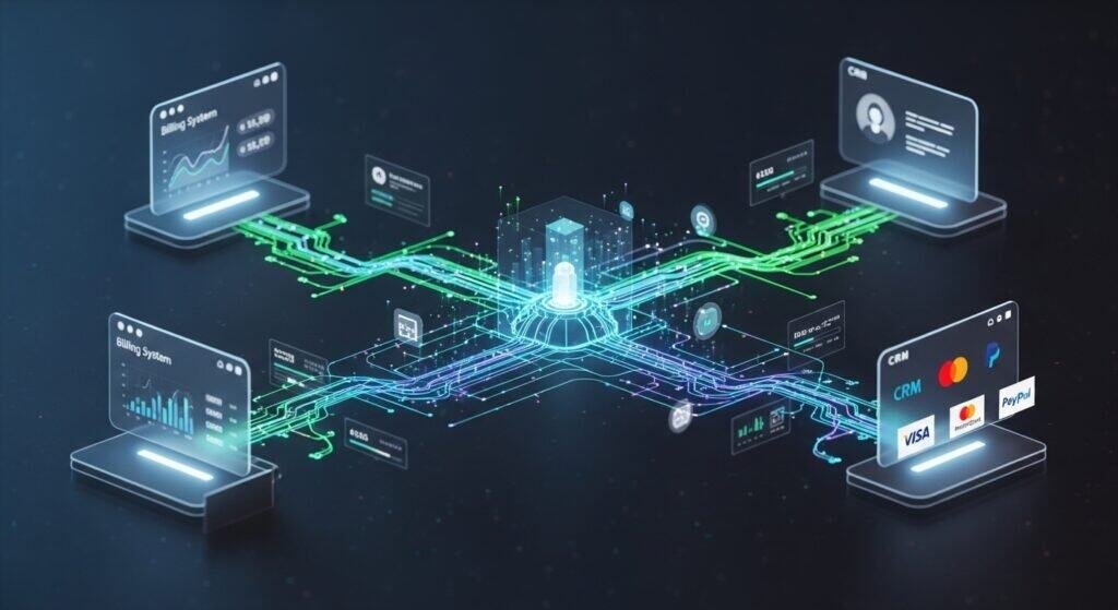 Invoice automation software connected with payment systems and CRM platforms