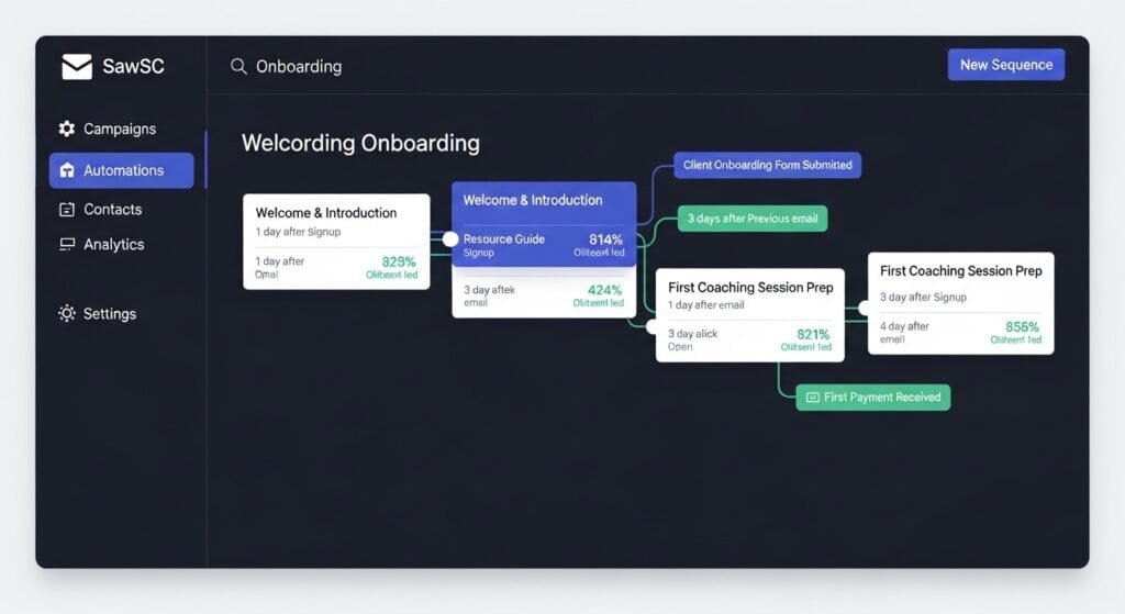 ai client onboarding software for coaches sending automated welcome email sequences