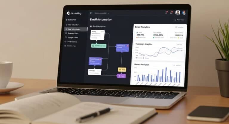 ConvertKit review for coaches showing email automation dashboard with subscriber segmentation and campaign analytics