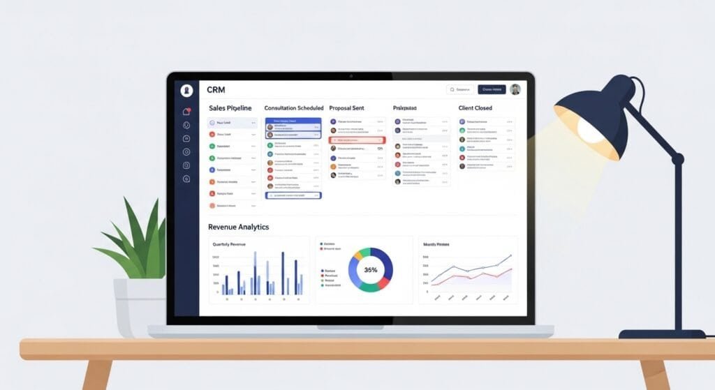 GoHighLevel sales pipeline tracking dashboard showing lead stages and revenue tracking