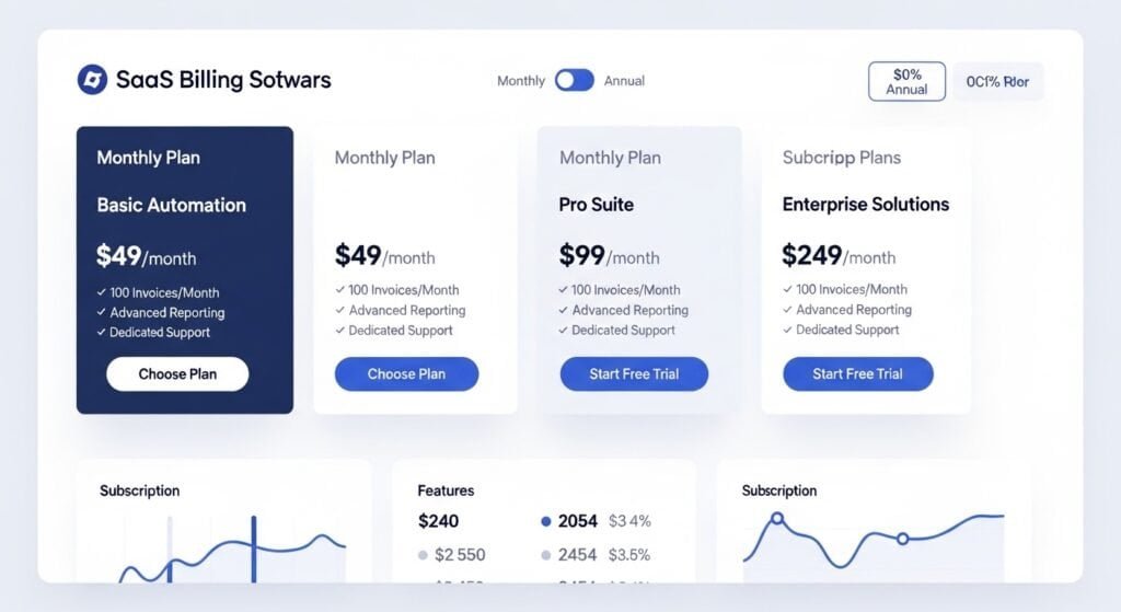 Pricing plans for invoice automation tools including monthly software tiers