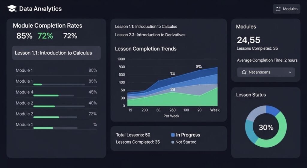 ai digital course analytics software tracking lesson completion rates