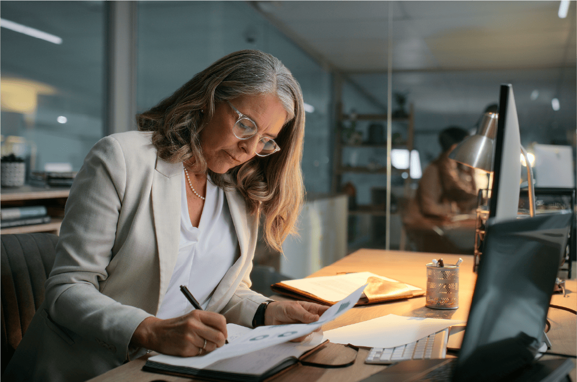 woman doing paperwork