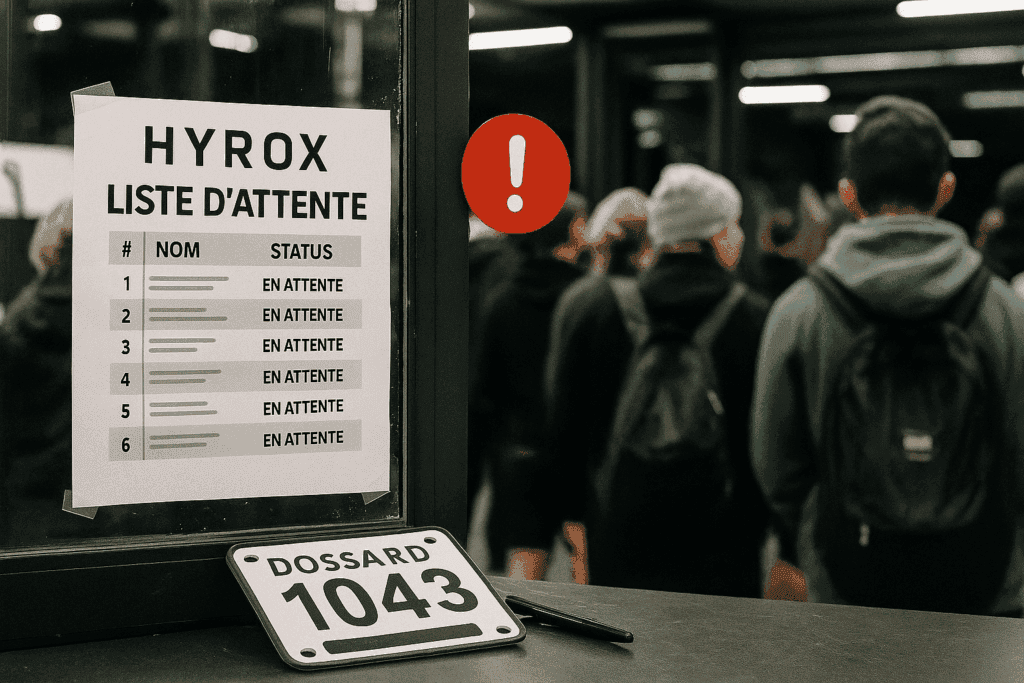 panneau liste d'attente hyrox affiché lors d'une course complète