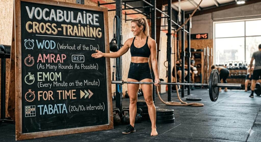 Vocabulaire cross-training : lexique des formats WOD, AMRAP, EMOM, For Time et Tabata expliqués dans une box