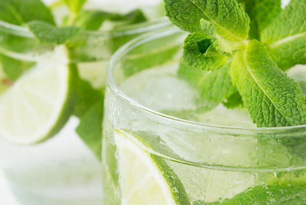 This is a photo of a mint and lime mocktail
