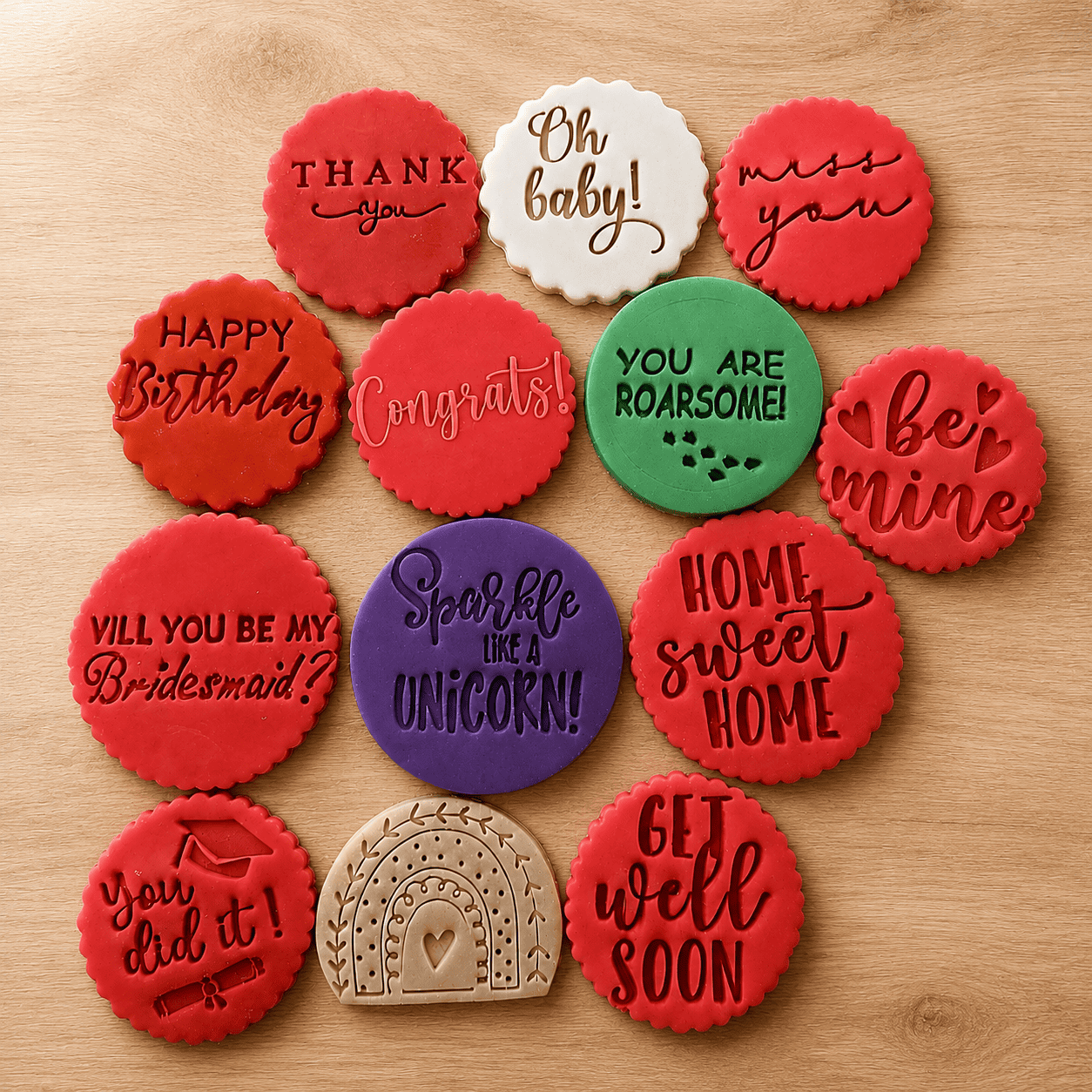 Fondant discs met tekst