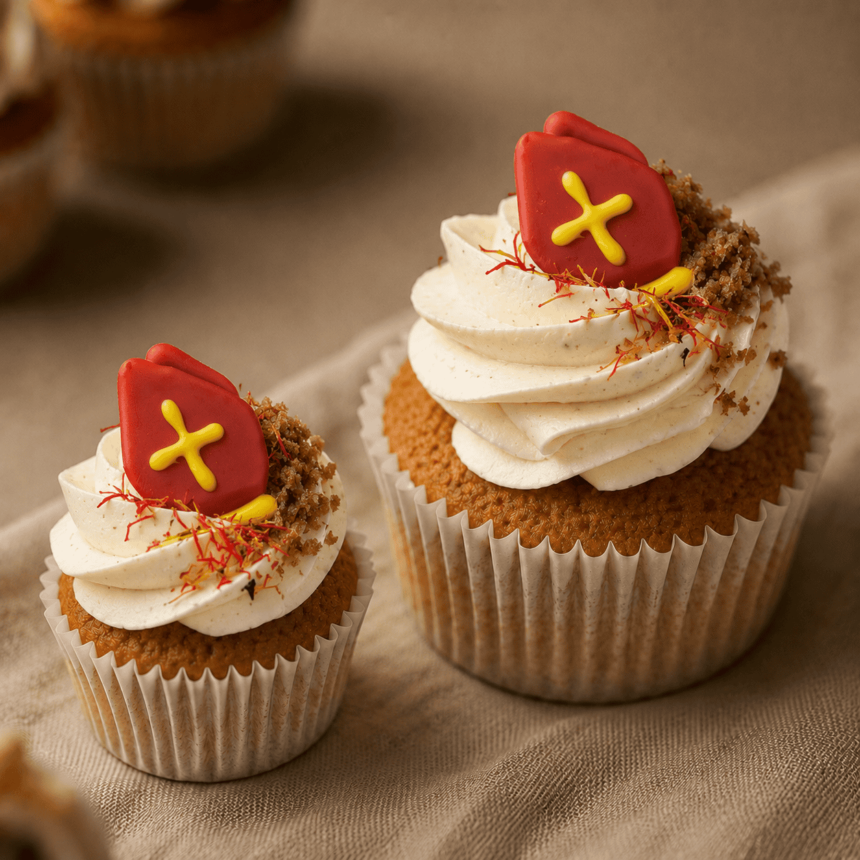 Sinterklaas mini en grote cupcake met rode mijter