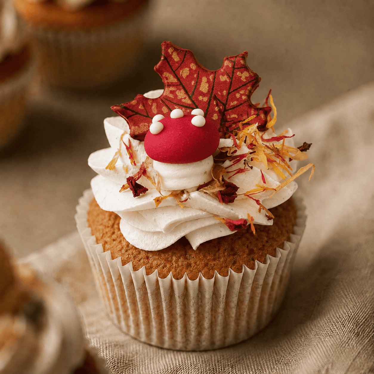 Thanksgiving cupcake groot met herfstelementen