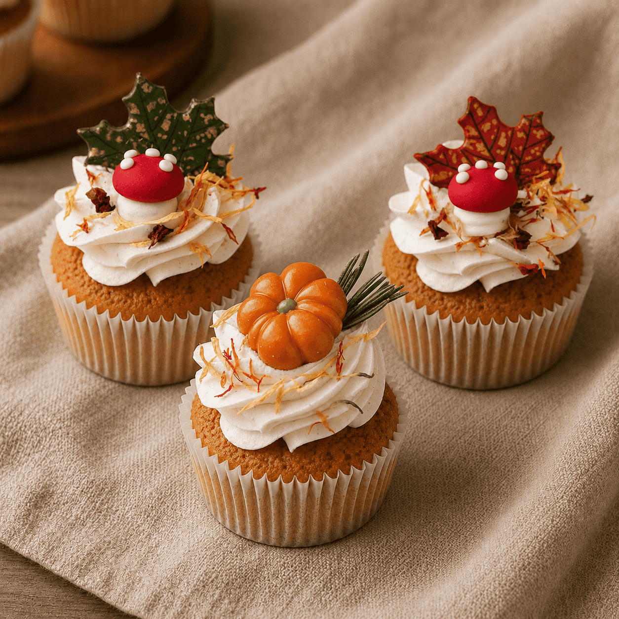 Thanksgiving grote cupcake set met herfstelementen