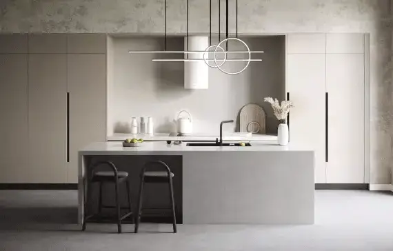 Gris Neve, quartz kitchen countertop, countertop