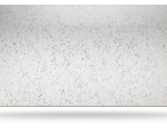 Three-dimensional preview of a Silestone Lyra slab showcasing its soft white surface with delicate gray veining