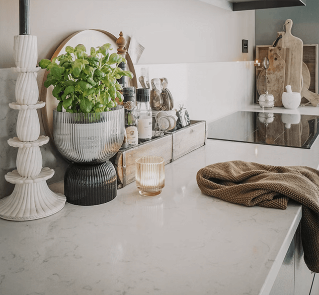 Sleek Silestone Lagoon countertop sample for a contemporary kitchen, highlighting its unique veining and luxurious appearance.