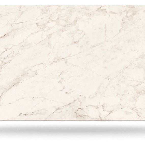 Cosentino Eclos Landr cream marble-look mineral surface slab for custom fabrication by Arlington Marble.