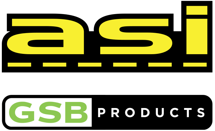 Asphalt Systems Inc logo with GSB Products branding and bold yellow and white text.