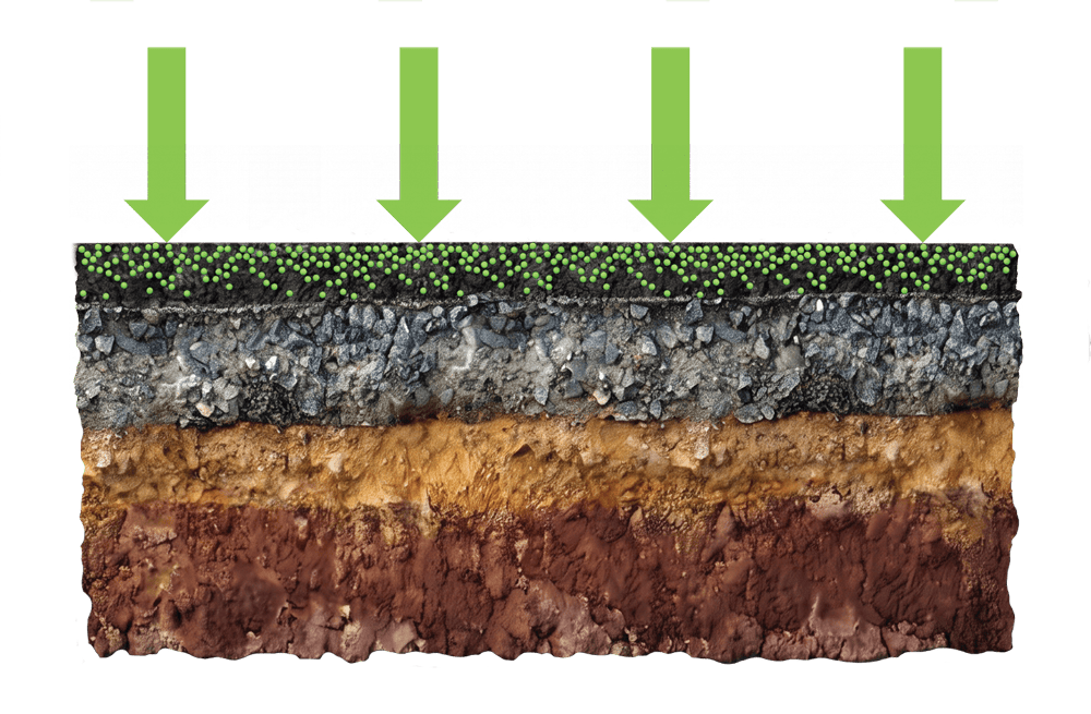 Cross-section of asphalt pavement layers for airfield repair.