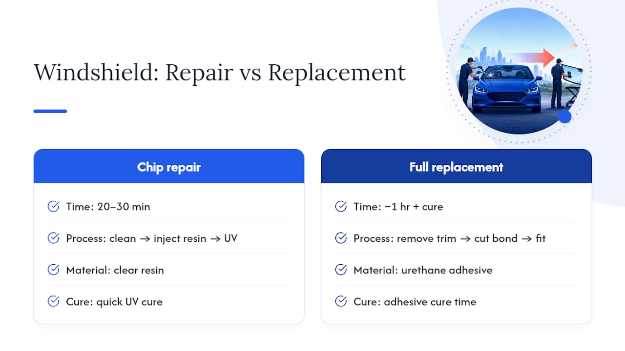 Comparison of windshield repair and replacement