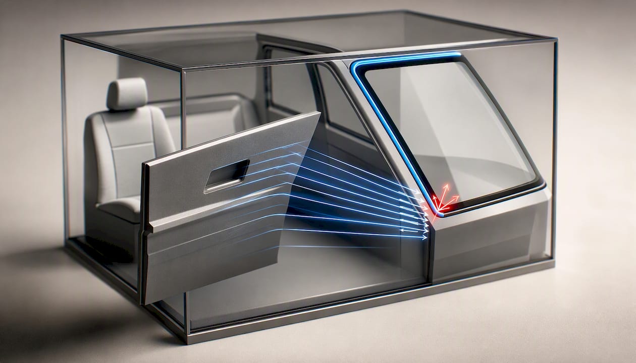 Illustration of cabin pressure at windshield seal