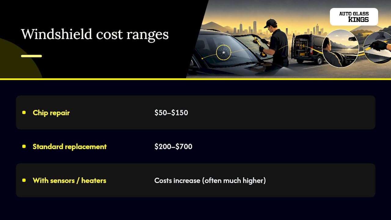 Auto glass repair and replacement cost ranges