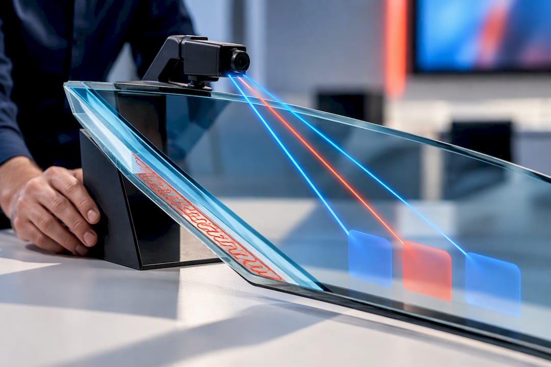 Windshield layers aligned with sensor paths