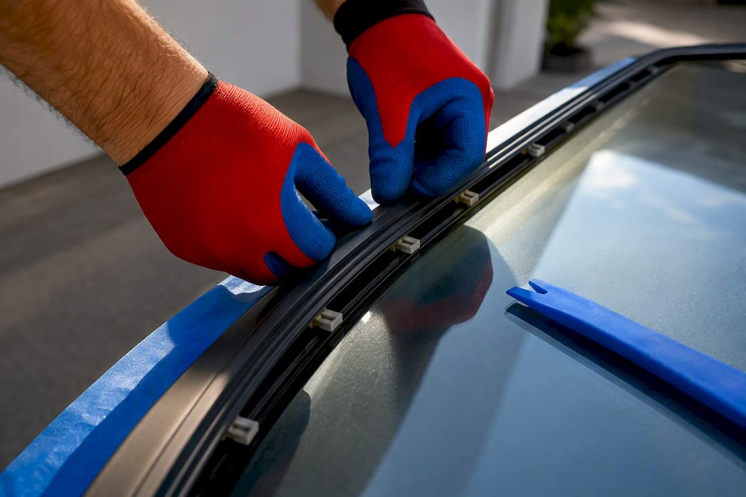 Hands seating snap-in windshield molding clips