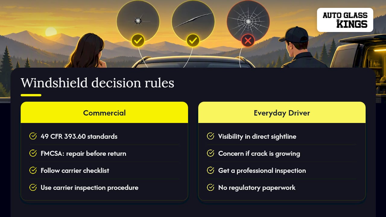 Comparison of commercial and everyday windshield rules