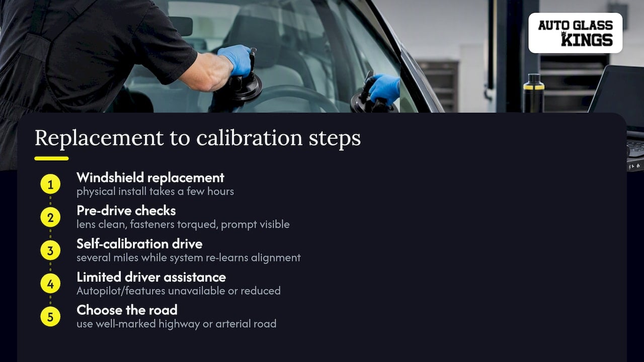 Tesla windshield replacement calibration sequence
