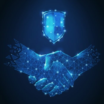 Digitales Schutzschild für Cybersicherheit im B2B-Bereich.