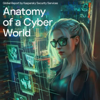 Frau mit Sonnenbrille vor digitaler Cyber-Sicherheitsgrafik.